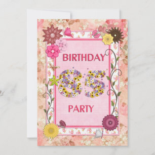 85e anniversaire invitation fête avec cadre fleuri