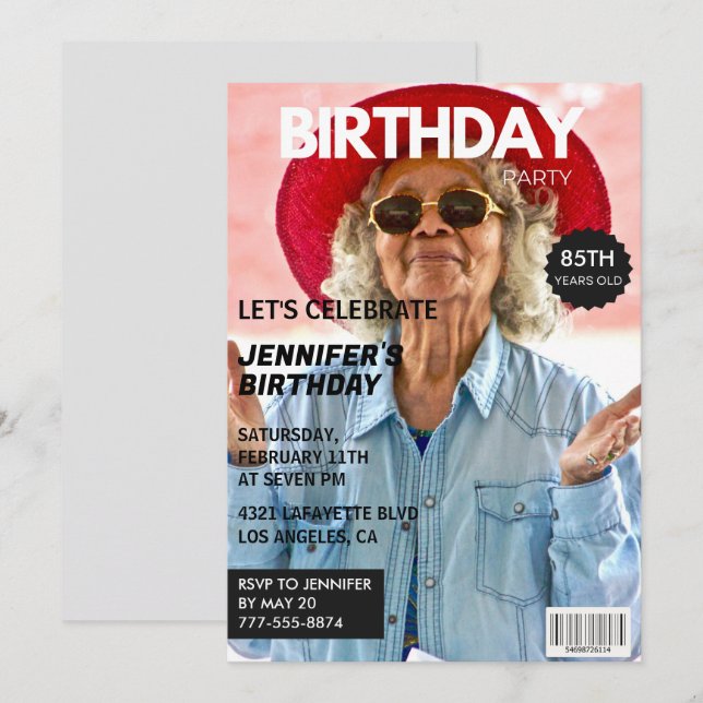 85e anniversaire invitations pour sa couverture de (Devant / Derrière)