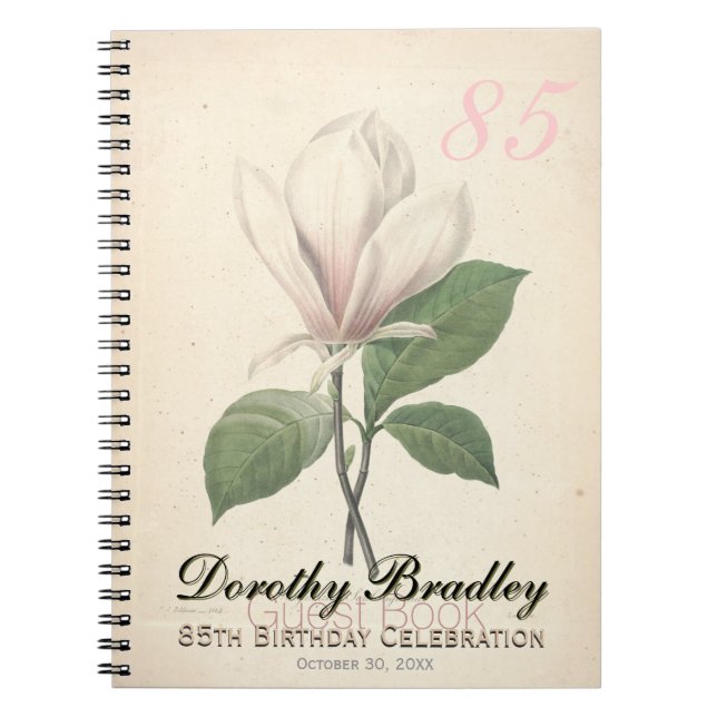 85e anniversaire Magnolia Livre d'invité personnal (Devant)