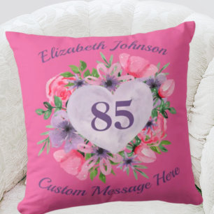 85e anniversaire rose Coussin pour femmes