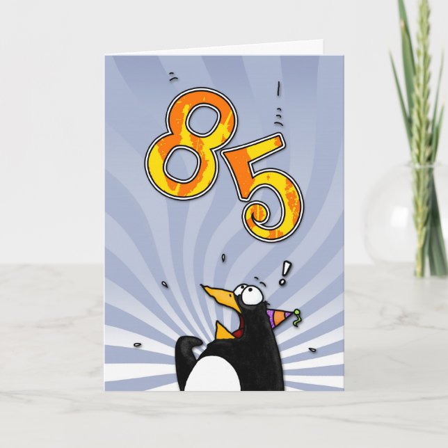 85th anniversaire - carte de surprise de pingouin (Devant)