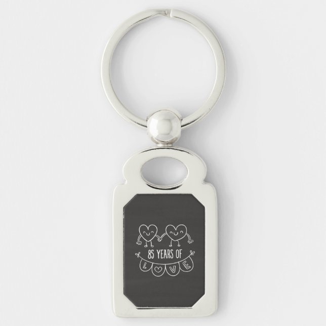 85th Anniversary Gift Chalk Hearts Keychain (Front)