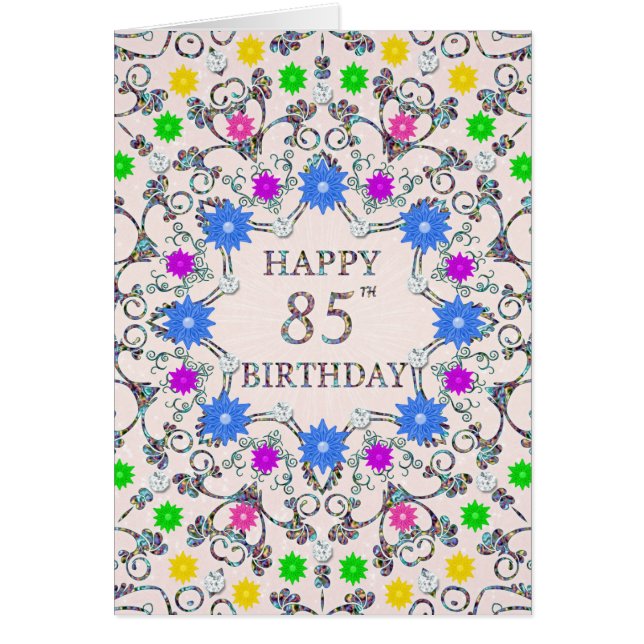 85th Birthday Abstract Flowers  (Front)