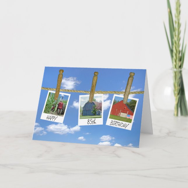 85th Birthday Barns And Tractor Snapshots Card (Front)