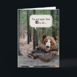 85th Birthday Bear In a Forest Card<br><div class="desc">A bear humorously poses with its paws resting on a wooden picnic table in a forest setting for a 85th birthday.</div>