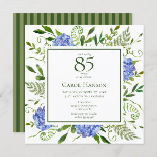 85th Birthday Blue Hydrangeas Invitation