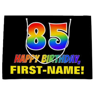 85th Birthday: Bold, Fun, Simple, Rainbow 85 Large Gift Bag