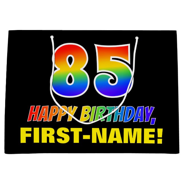 85th Birthday: Bold, Fun, Simple, Rainbow 85 Large Gift Bag (Front)