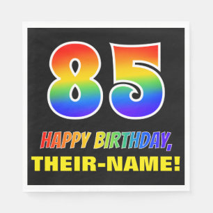 85th Birthday: Bold, Fun, Simple, Rainbow 85 Napkin
