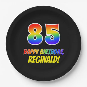 85th Birthday: Bold, Fun, Simple, Rainbow 85 Paper Plate