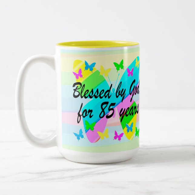 85TH BIRTHDAY BUTTERFLY BLESSINGS MUG (Left)