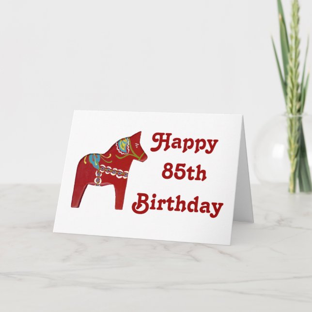 85th Birthday Card with Dala Horse (Front)