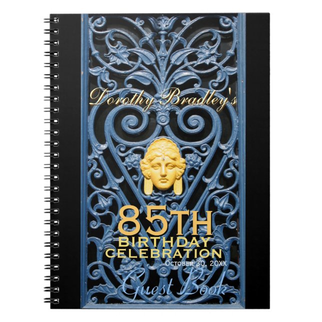 85th Birthday Celebration Art Deco Custom Guest B Notebook (Front)