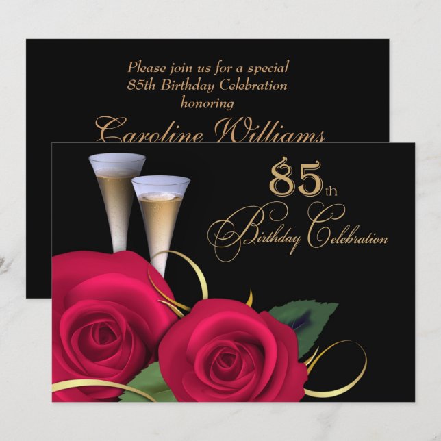 85th Birthday Celebration Custom Invitations (Front/Back)