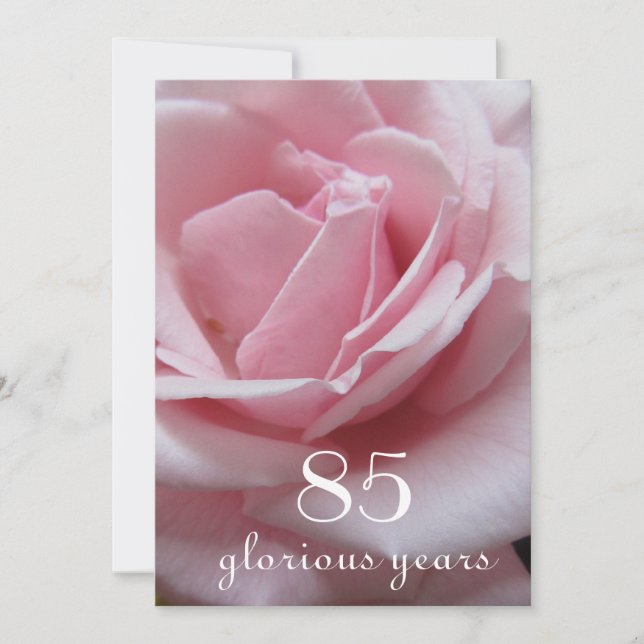 85th Birthday Celebration!-Pretty Pink Rose Invitation (Front)