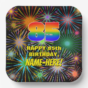 85th Birthday: Colourful, Fun Celebratory Firework Paper Plate