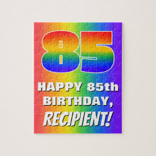 85th Birthday: Colourful, Fun Rainbow Pattern # 85 Jigsaw Puzzle