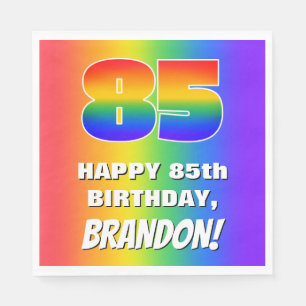 85th Birthday: Colourful, Fun Rainbow Pattern # 85 Napkin