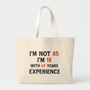 85th birthday designs large tote bag