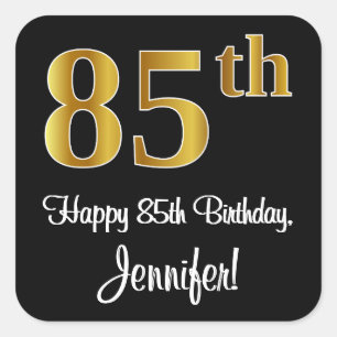 85th Birthday – Elegant Luxurious Faux Gold Look # Square Sticker