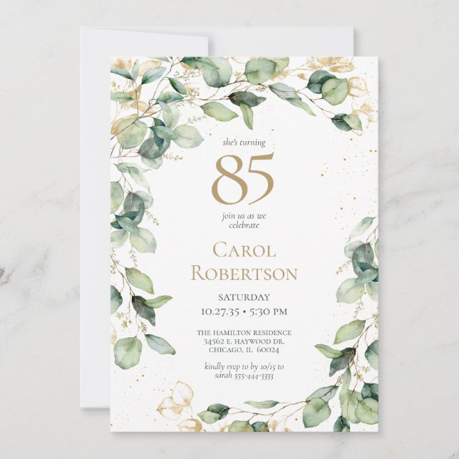 85th Birthday Eucalyptus Card Request (Front)