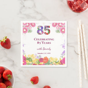 85th Birthday Floral Elegant Party Table Decor Napkin