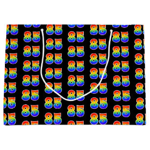 85th Birthday: Fun Rainbow Event Number 85 Pattern Large Gift Bag