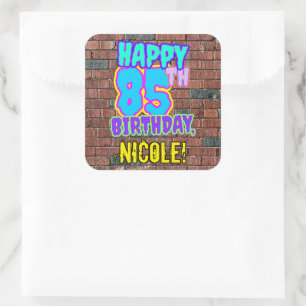 85th Birthday – Fun, Urban Graffiti Inspired Loo Square Sticker