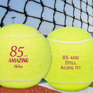 85th Birthday Gift for Her Pink 85 Years Custom Tennis Balls