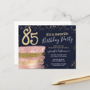 85th Birthday Glitter Cake Surprise Party Postcard