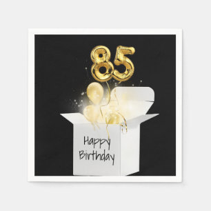 85th Birthday Gold Balloons In White Box Napkin