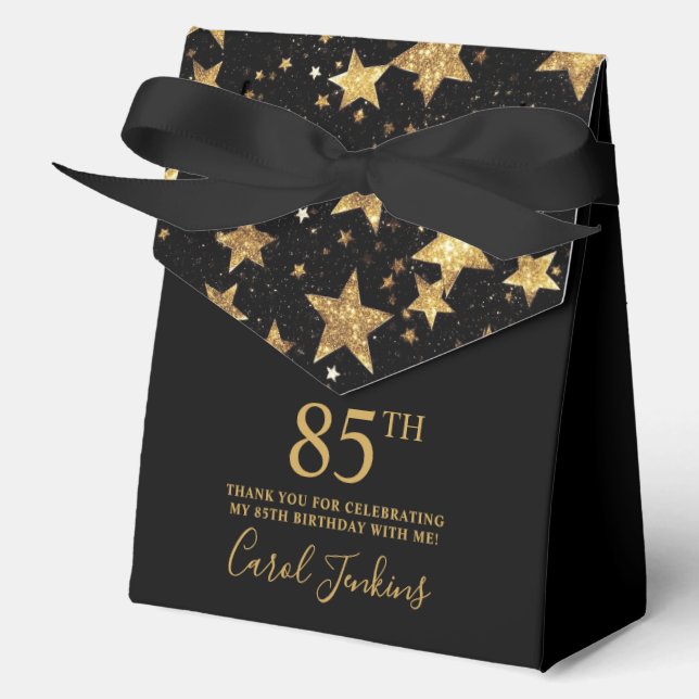 85th Birthday Gold Stars Thank You  Favor Box (Front)
