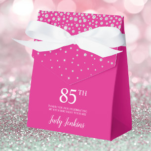 85th Birthday Hot Pink Sparkly Thank You Favor Box