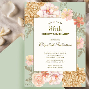 85th Birthday Invitation Autumn Colours Floral Sag