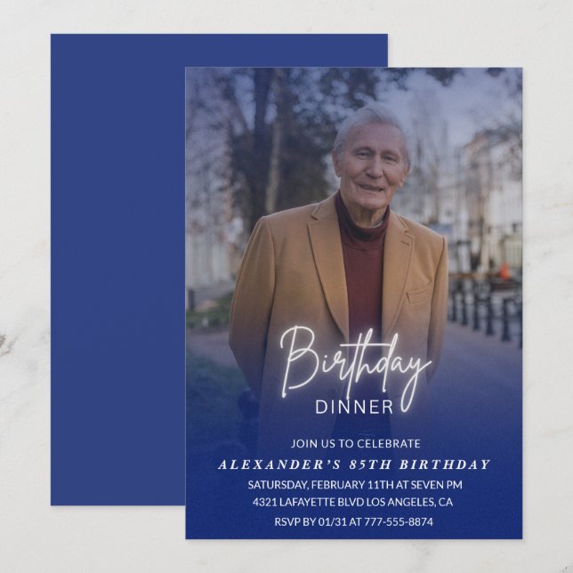 85th birthday invitation Birthday Dinner Photo Men (Front/Back)