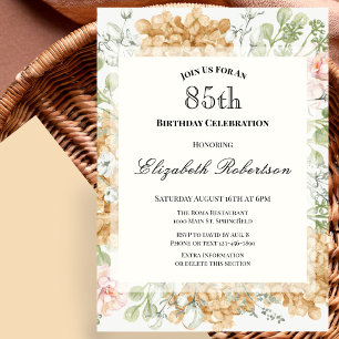 85th Birthday Invitation in Elegant Autumn Colours