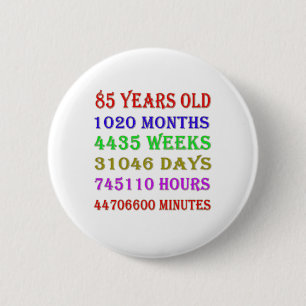 85th Birthday Milestones 2 Inch Round Button