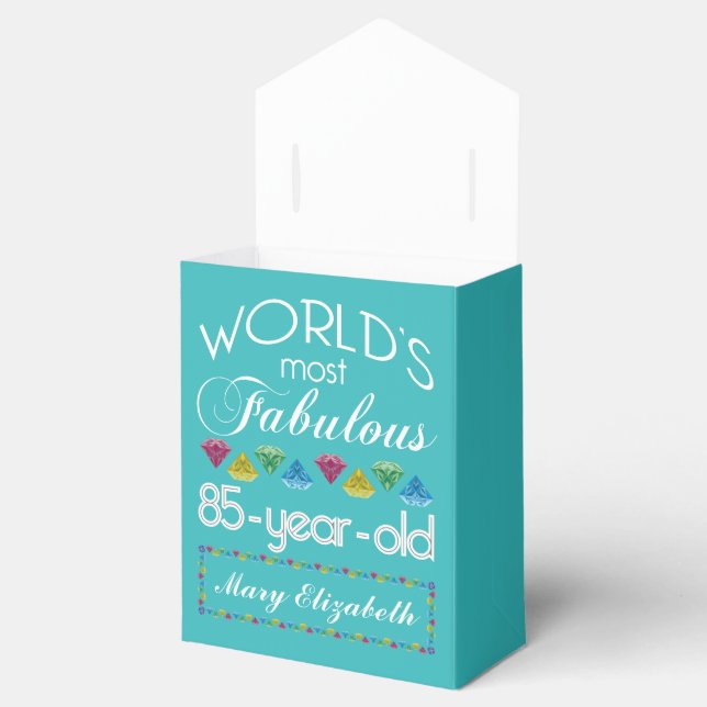 85th Birthday Most Fabulous Colourful Gem Turquois Favor Box (Opened)
