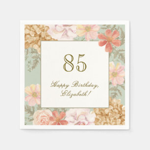 85th Birthday Napkin Autumn Colour Floral Sage