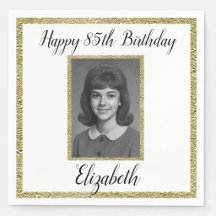 85th Birthday Napkins Custom Photo White and Gold