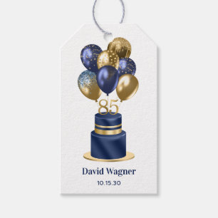 85th Birthday Navy Blue Cake Gift Tags