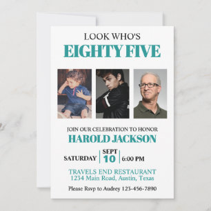 85th Birthday or Any Age Birthday Photo Invitation
