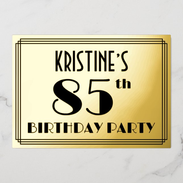85th Birthday Party — Art Deco Look “85” + Name (Front)