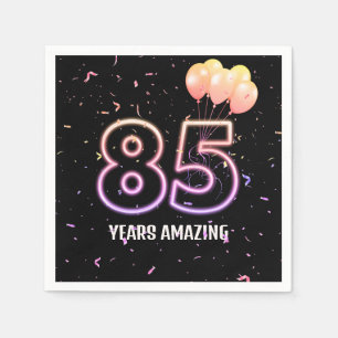 85th Birthday Party Balloons and Confetti Napkin