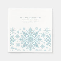 85th Birthday Party Blue White Snowflake Winter