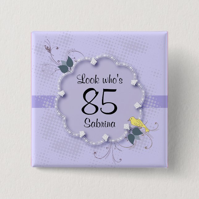 85th Birthday Party | DIY Text 2 Inch Square Button (Front)
