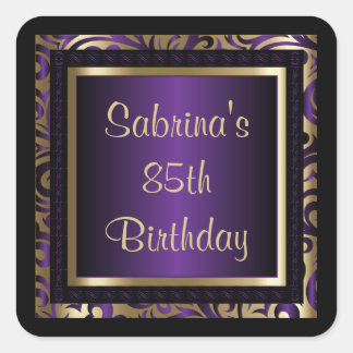 85th Birthday Party | DIY Text | Purple Square Sticker