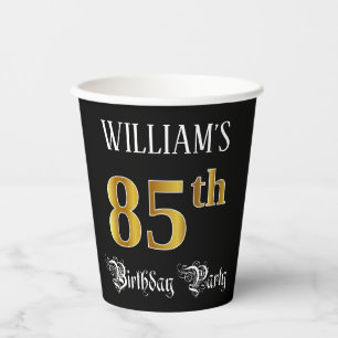 85th Birthday Party — Fancy Script, Faux Gold Lo Paper Cups