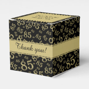 85th Birthday Party Gold/Black Number pattern Favor Box