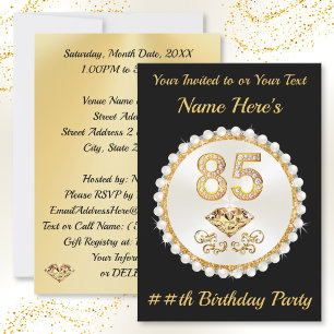 85th Birthday Party Invitations, Personalized Invitation